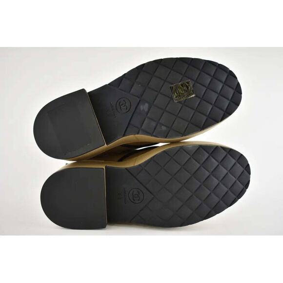 Chanel 20B Beige Black Leather Pearl CC Combat Lace Up Tie Ankle Short Boot 36.5 - Picture 10 of 10